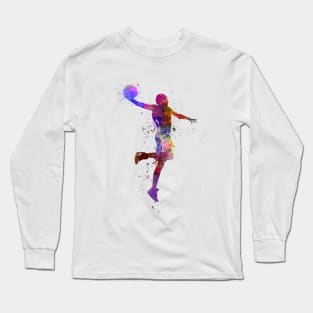 Basketball player in watercolor Long Sleeve T-Shirt